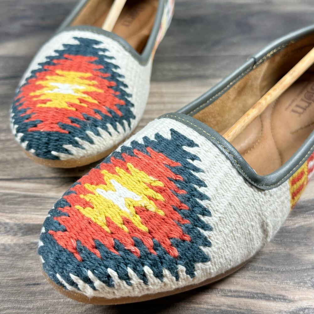 NIB Born 7.5M Giselle Woven Slipper Flats Loafers Southwestern White Multicolor - Picture 4 of 12